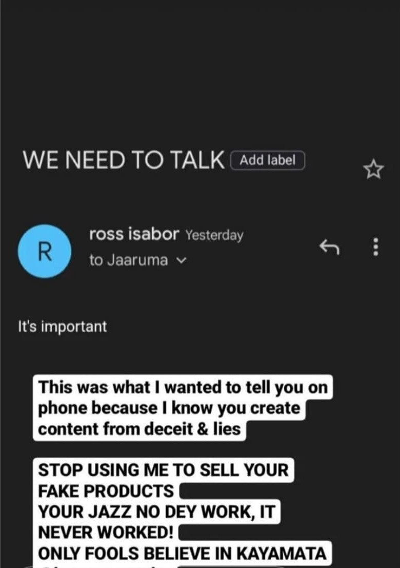 Only fools believe in kayanmata" Jaruma's ex-husband says as he and the kayanmata seller drag each other over who served who breakfast (video)