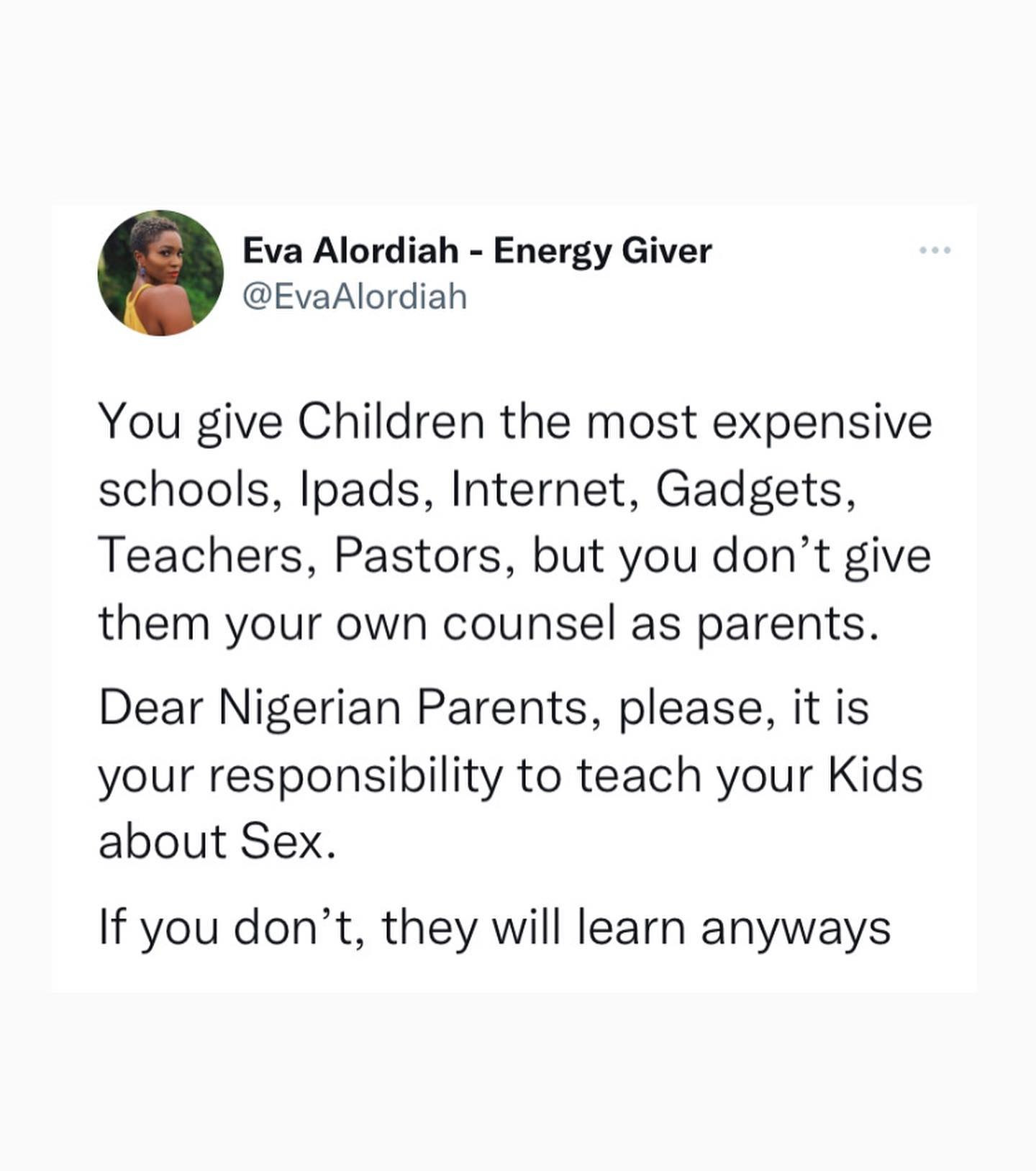 The fear of hell is not as great as the desire for sex - Rapper Eva calls on Nigerian parents to start s*x education early with their children