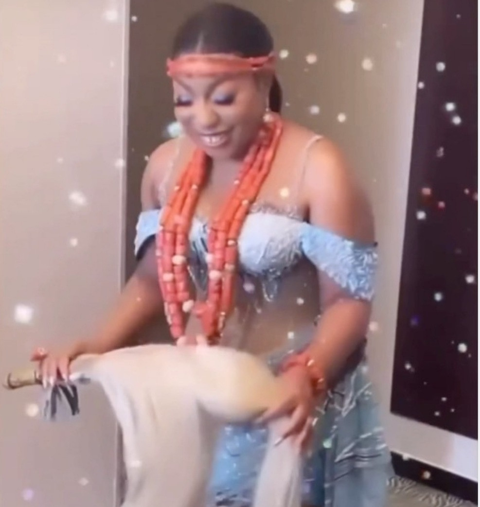 Rita Dominic steps out for her first outing at her traditional wedding ceremony in Imo State (video)