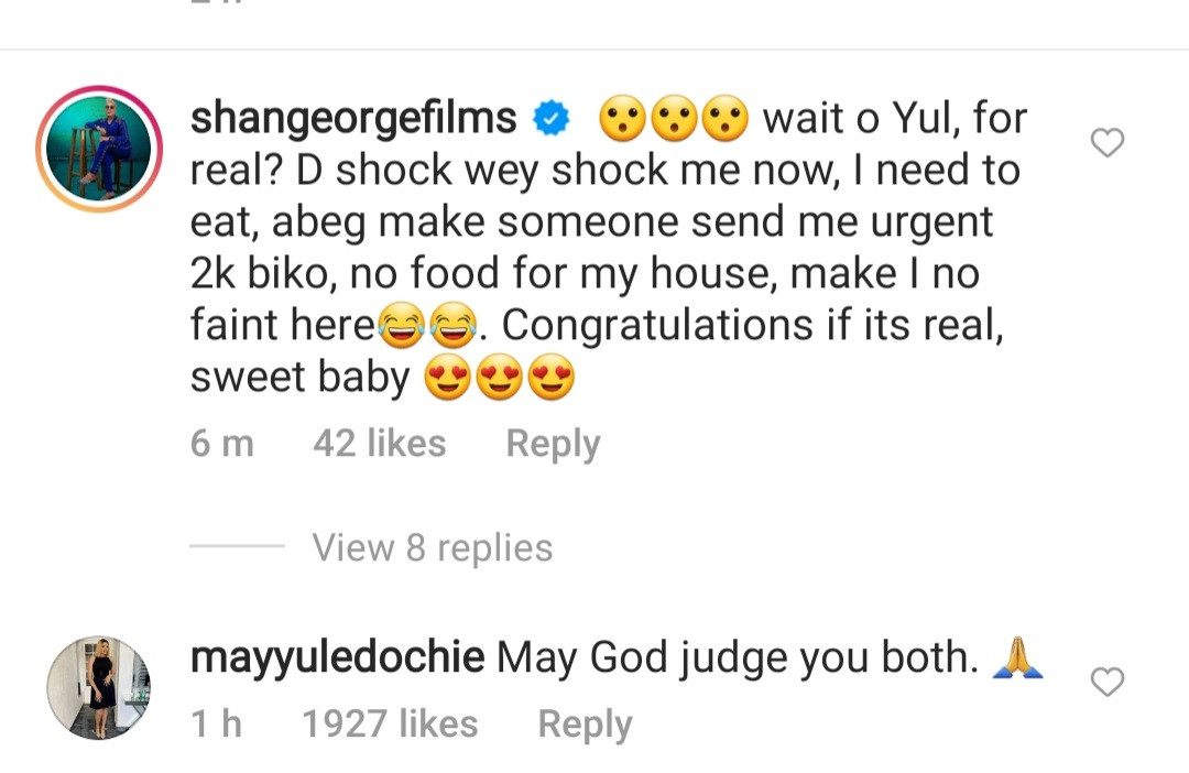 Nigerians troop to Yul Edochie's IG account to react following news he welcomed a child with actress Judy Austin Muoghalu