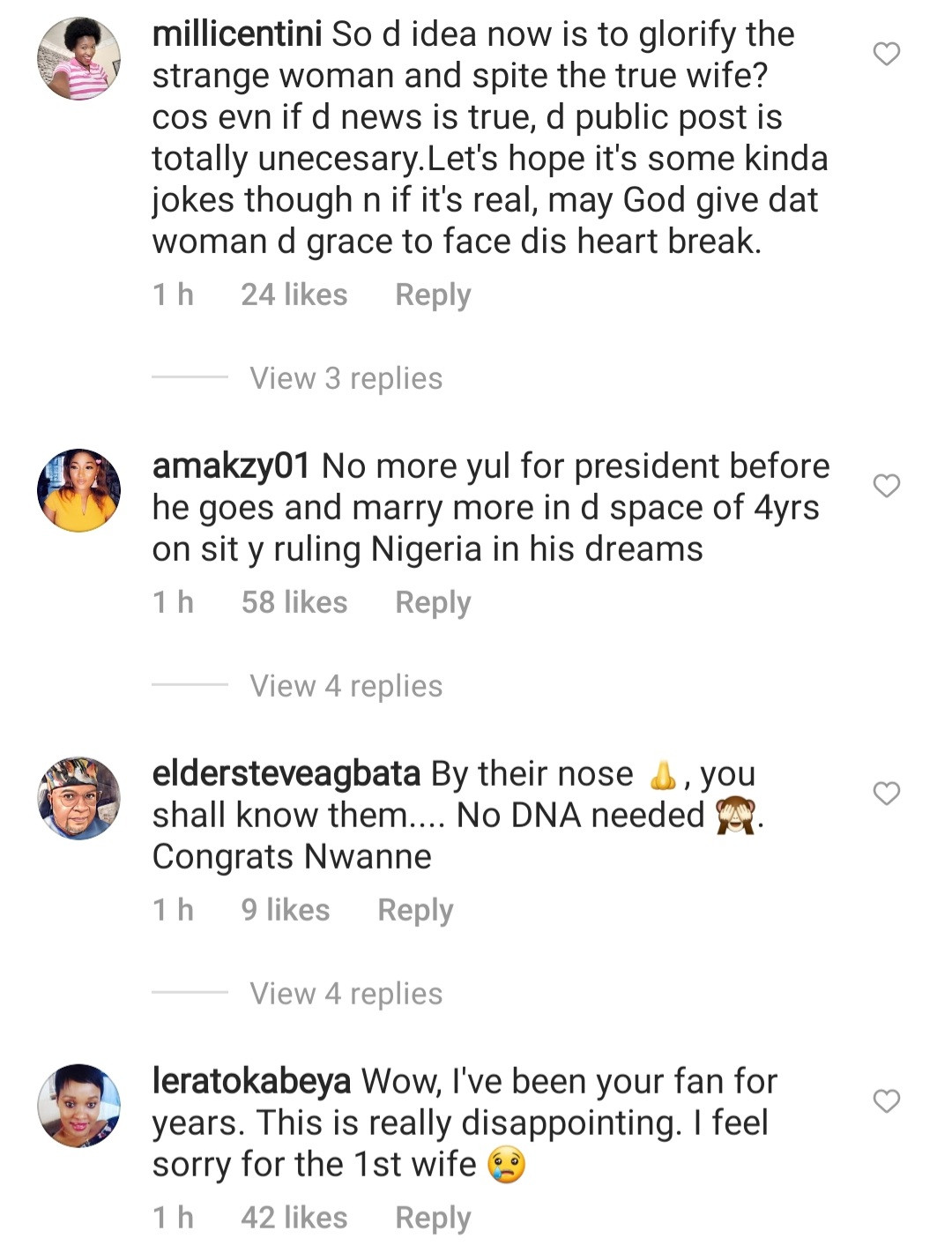 Nigerians troop to Yul Edochie's IG account to react following news he welcomed a child with actress Judy Austin Muoghalu