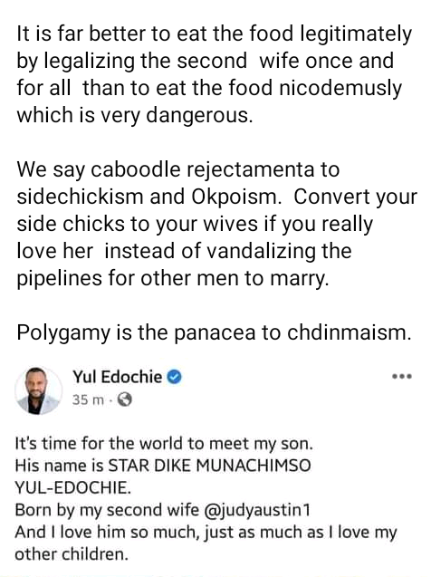 He is a courageous and real man" - Human rights activist, Kola Edokpayi commends Yul Edochie for embracing polygamy