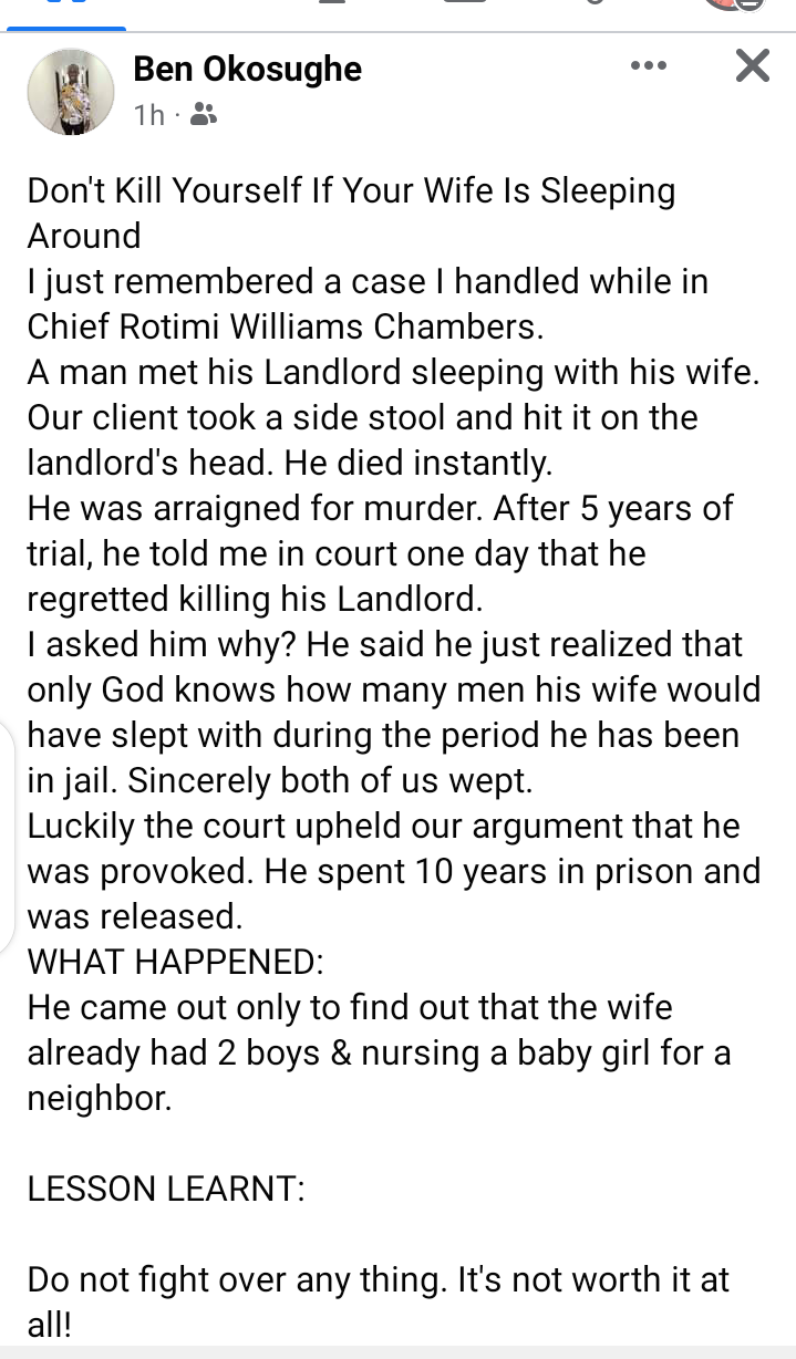 Don't Kill Yourself If Your Wife Is Sleeping Around  (Ben Okosughe)