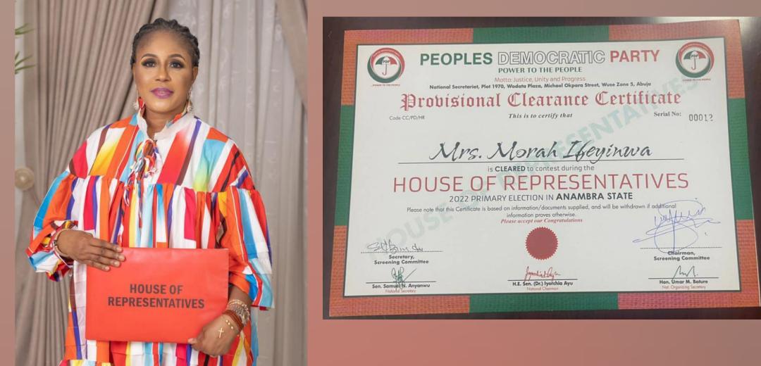 REPS 2023: Barr. Ifeyinwa Morah Poses With Her PDP Clearance Certificate (Photos