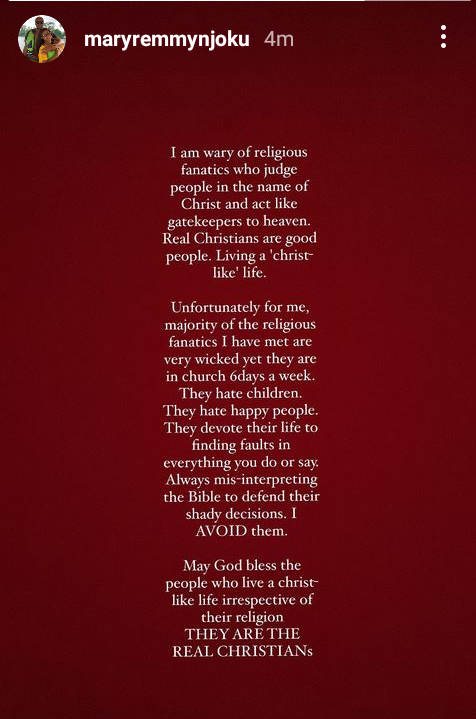 Majority of religious fanatics I have met are very wicked yet they are in church 6 days a week" - Mary Remmy Njoku