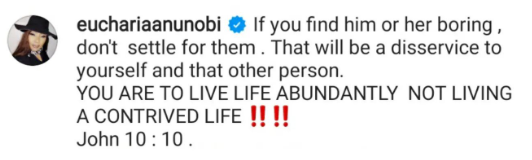 If you find him or her boring, don't settle - Actress Apostle Eucharia Anunobi dishes relationship advise
