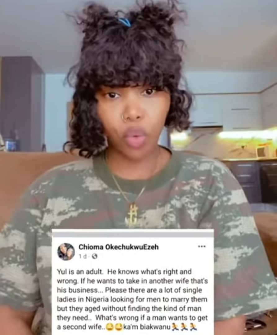 Lady calls out her father's second wife after she came online to support Yul Edochie for taking a second wife