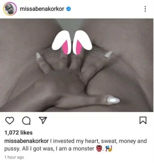 I invested my heart and p***y" Ghanaian TV presenter Abena Korkor writes as she shares her nude photo (+18 video)