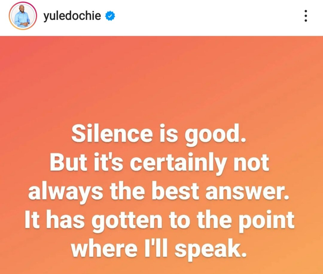 It has gotten to the point where I will speak" Yul Edochie says as he reveals silence isn't always the best