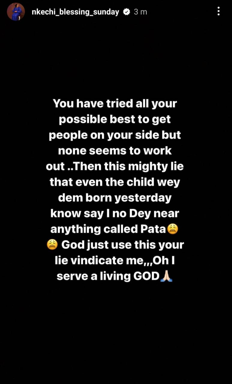 I have never worn a pant since I was 18''- Nkechi Blessing Sunday responds after her ex-boyfriend, Opeyemi Falegan, accused of not changing her panties for three days while they dated