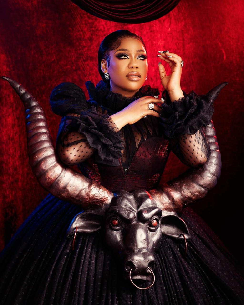 See photos of Toyin Lawani's dress to the AMVCA that has got people talking