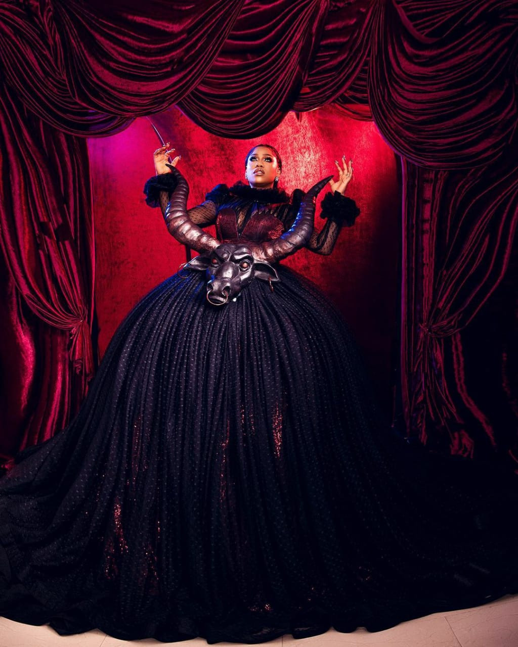 See photos of Toyin Lawani's dress to the AMVCA that has got people talking