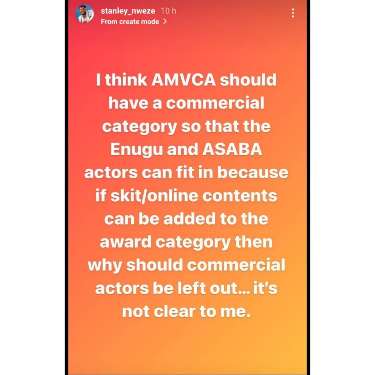 AMVCA should be changed to Lasgidi/Lagos awards - Actor Stanley Nweze makes case for Enugu and Asaba actors