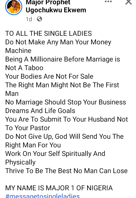 Do not make any man your money machine" - Church General Overseer who was arrested with drugs at Lagos airport advises single ladies