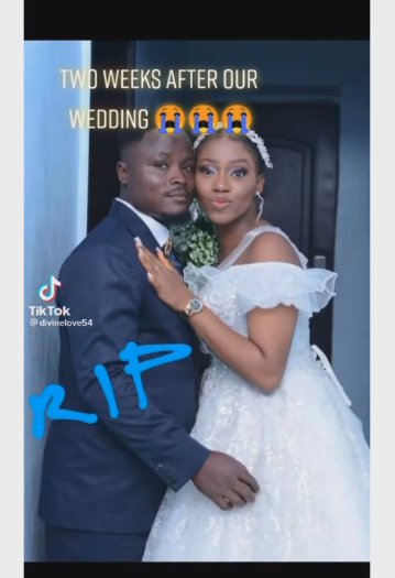Young lady mourns her husband who died two weeks after their wedding (video)