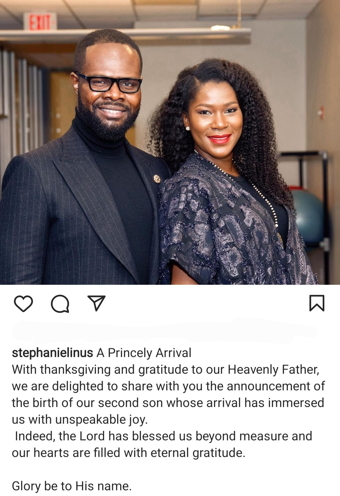 Stephanie Okereke-Linus and husband Idahosa Linus welcome second son