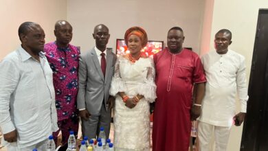 Pastor Reuben Wilson receives in audience a Bayelsa Central Senatorial Aspirant Barr. Julie Okah Donli as part of her consultations