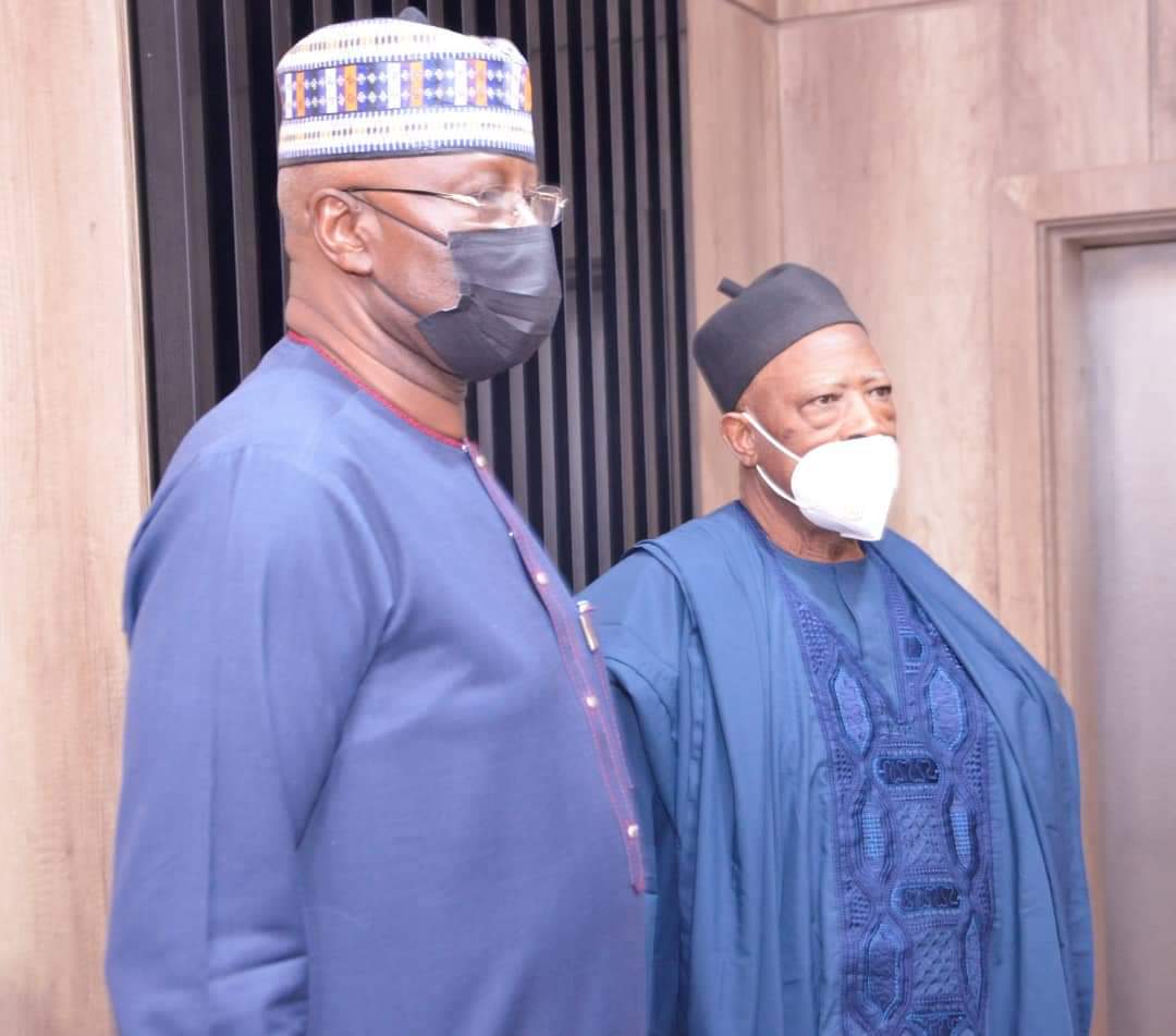 Secretary to the Government of the Federation, (SGF) Boss Mustapha, visit APC National Chairman Senator Adamu Abdullahi, earlier Today.