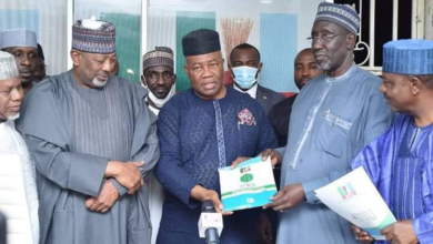 PHOTOS] Akpabio submits presidential form with over 370 delegates’ endorsement