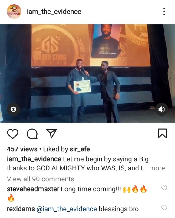 Samsong's Manager, Evidence Samuel Bags Gospel Artiste Manager Of The Year 2022