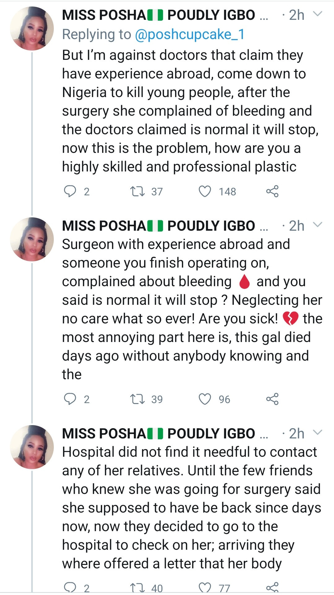 Friends mourn as woman dies in Nigerian clinic following 'botched cosmetic surgery'
