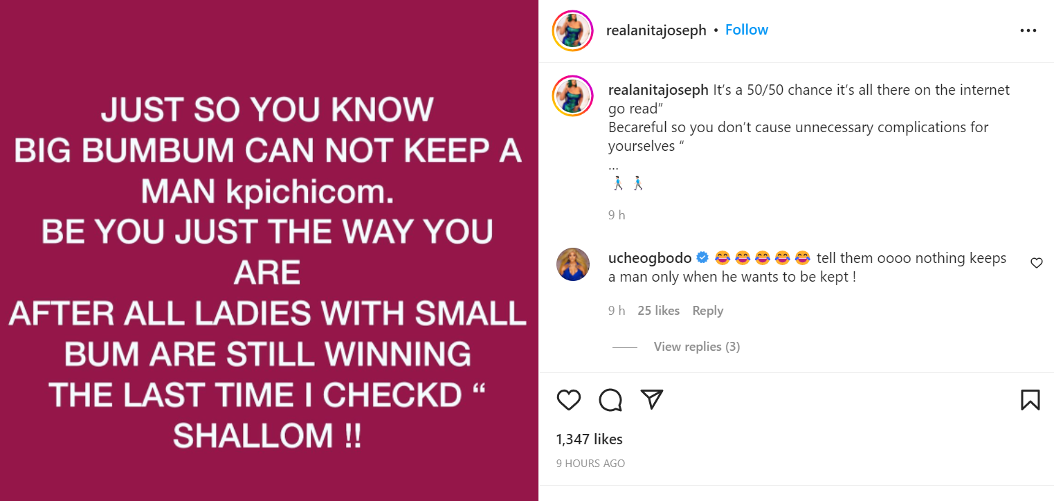 Even Big bumbum cannot keep a man - Anita Joseph