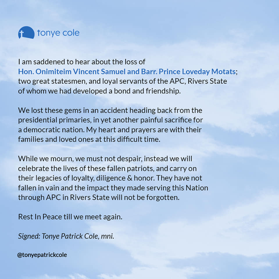 APC Presidential primary: Two Rivers delegates die in auto crash