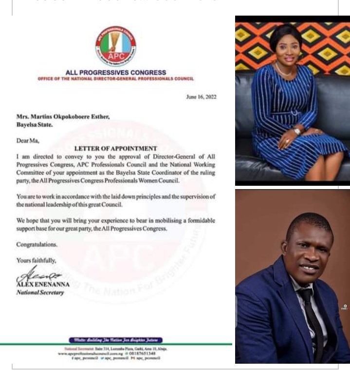 DIRECTOR GENERAL PASTOR REUBEN INITIATIVE FOR GOOD LEADERSHIP AND ACCOUNTABILITY DR. SOLOMON DAVID CONGRATULATES PST ESTHER MARTINS ON HER WELL DESERVED APPOINTMENT