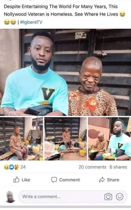 OPM Pastor Vows to give Homeless Nollywood Actor a house to stay with feeding