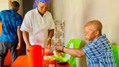 Nollywood former Homeless Actor Kenneth Aguba at OPM Restaurant served by mother of late Deborah
