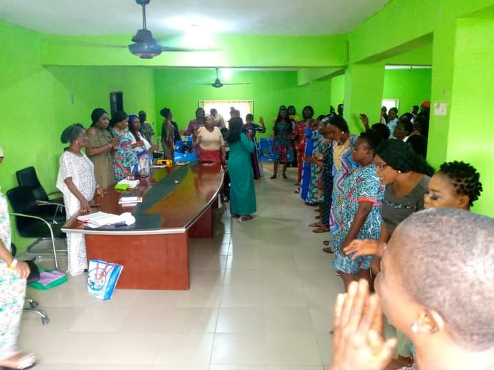 The wife of the founder Pastor Reuben Initiative For Good Leadership And Accountability Mrs Mercy Reuben attends the usual Prayer and fasting program Organize by the women wing of the Initiative led by Pst Esther Saiyou Martins at the National Secretariat of the Initiative.