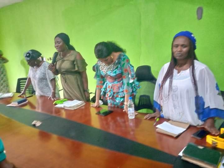 The wife of the founder Pastor Reuben Initiative For Good Leadership And Accountability Mrs Mercy Reuben attends the usual Prayer and fasting program Organize by the women wing of the Initiative led by Pst Esther Saiyou Martins at the National Secretariat of the Initiative.