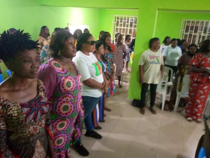 The wife of the founder Pastor Reuben Initiative For Good Leadership And Accountability Mrs Mercy Reuben attends the usual Prayer and fasting program Organize by the women wing of the Initiative led by Pst Esther Saiyou Martins at the National Secretariat of the Initiative.