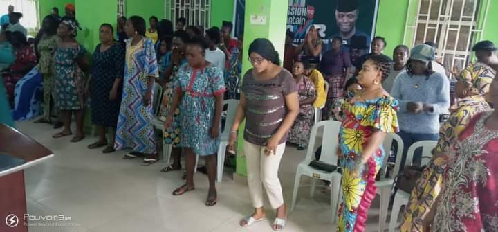 The wife of the founder Pastor Reuben Initiative For Good Leadership And Accountability Mrs Mercy Reuben attends the usual Prayer and fasting program Organize by the women wing of the Initiative led by Pst Esther Saiyou Martins at the National Secretariat of the Initiative.