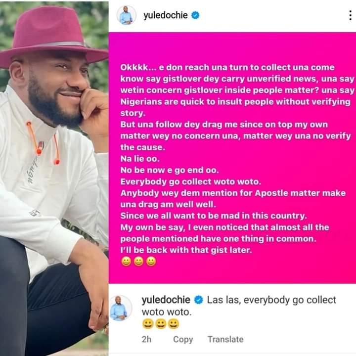 Yul Edochie berates Nollywood actresses accused of affair with Apostle Johnson Suleman after they condemned him for taking a second wife