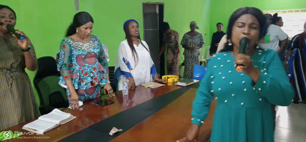 The wife of the founder Pastor Reuben Initiative For Good Leadership And Accountability Mrs Mercy Reuben attends the usual Prayer and fasting program Organize by the women wing of the Initiative led by Pst Esther Saiyou Martins at the National Secretariat of the Initiative.