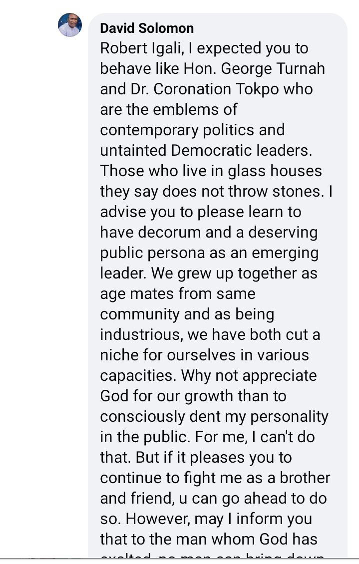 JUST IN: Comrade Solomon David (PhD) replies Robert