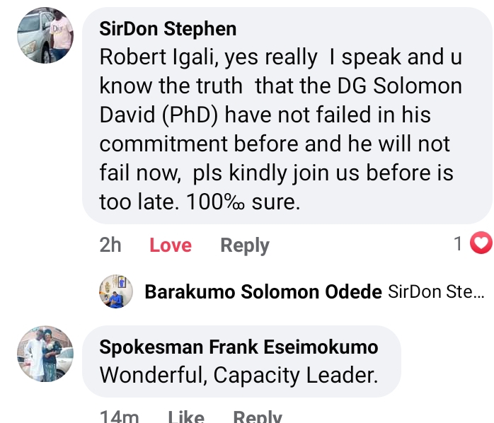 JUST IN: Comrade Solomon David (PhD) replies Robert