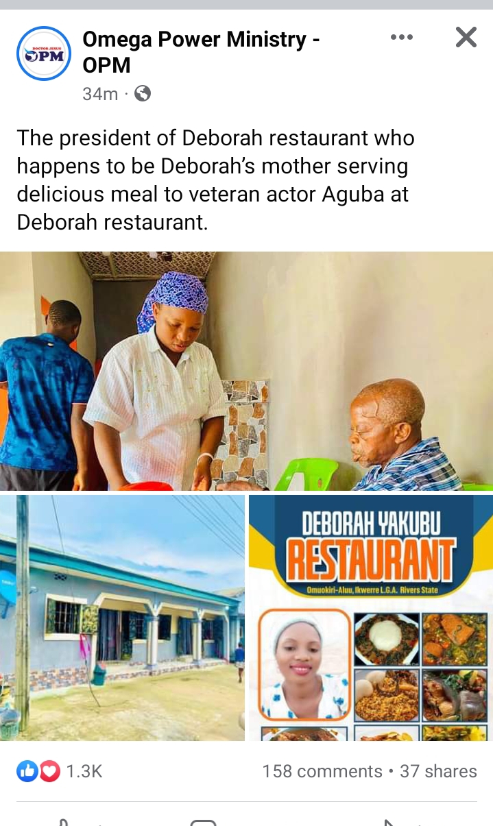 Nollywood former Homeless Actor Kenneth Aguba at OPM Restaurant served by mother of late Deborah