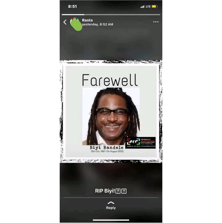 Filmmaker, Otu Njama, is dead.