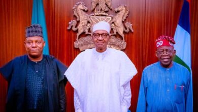 President Buhari receives in audience Asiwaju Bola Ahmed Tinubu and his running mate Senator Kashim Shettima in State House