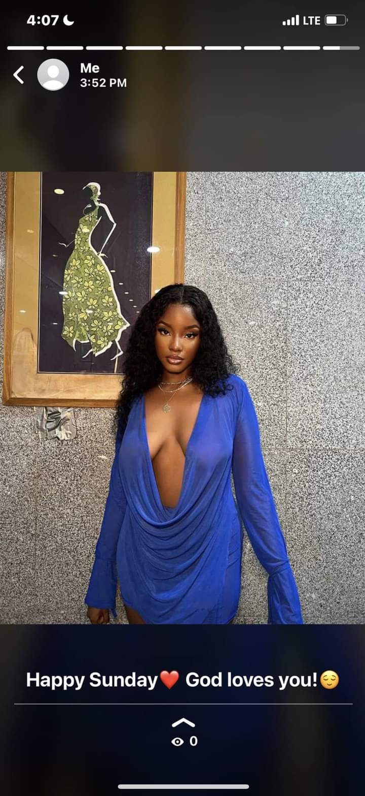 A Nigerian lady has gone online to share her pastor’s reaction to a revealing photo she posted on her WhatsApp status.