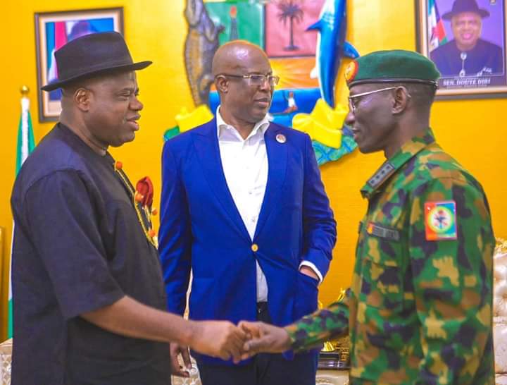 Gov. Diri Receives Sylva, CDS, NNPC GMD in Govt. House