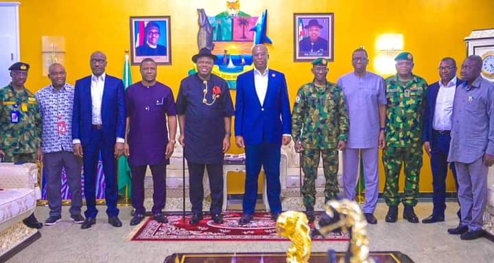 Gov. Diri Receives Sylva, CDS, NNPC GMD in Govt. House