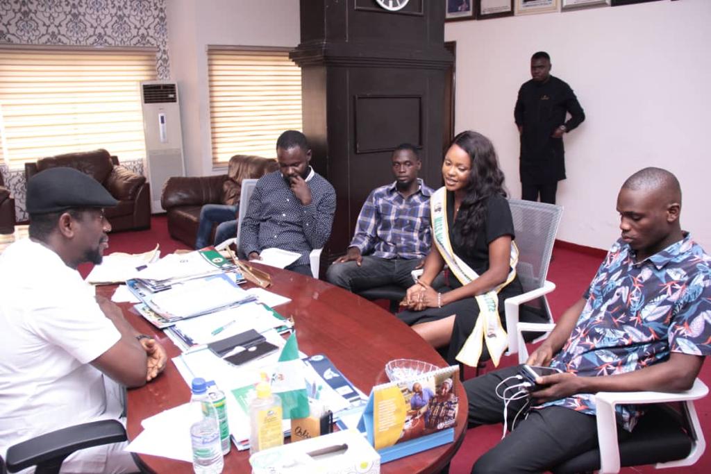 COMMISSIONER FOR HEALTH RECEIVED IN AUDIENCE MISS NOLLYWOOD INTERNATIONAL 2022 KARINA SIMON PORIPO IN HIS OFFICE AHEAD OF 2022 TEENAGE OUTREACH PROGRAM IN YENAGOA