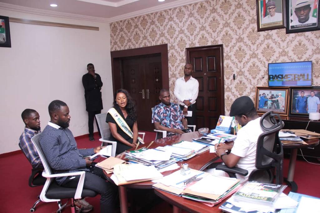 COMMISSIONER FOR HEALTH RECEIVED IN AUDIENCE MISS NOLLYWOOD INTERNATIONAL 2022 KARINA SIMON PORIPO IN HIS OFFICE AHEAD OF 2022 TEENAGE OUTREACH PROGRAM IN YENAGOA