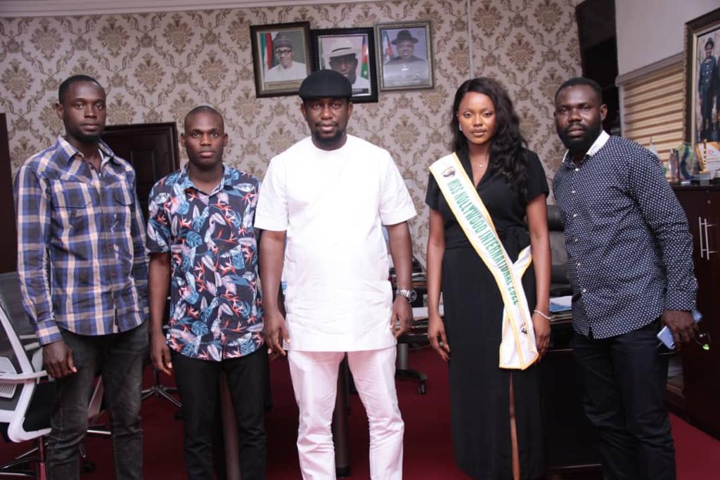 COMMISSIONER FOR HEALTH RECEIVED IN AUDIENCE MISS NOLLYWOOD INTERNATIONAL 2022 KARINA SIMON PORIPO IN HIS OFFICE AHEAD OF 2022 TEENAGE OUTREACH PROGRAM IN YENAGOA
