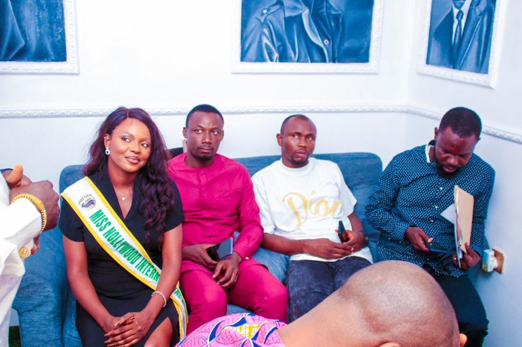 NATIONAL SPOKESMAN OF IYC RECEIVED IN AUDIENCE, MISS NOLLYWOOD INTERNATIONAL QUEEN KARINA SIMON PORIPO IN HIS OFFICE.
