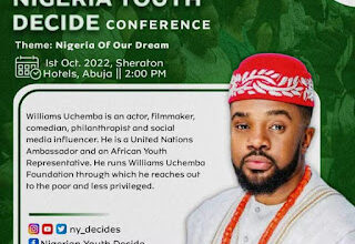 Williams Uchemba To Storm Abuja Oct 1 For Nigeria Youth Decide Conference, Falana, Moghalu, Others To Speak