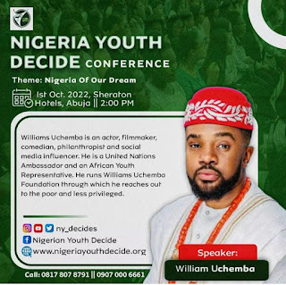 Williams Uchemba To Storm Abuja Oct 1 For Nigeria Youth Decide Conference, Falana, Moghalu, Others To Speak